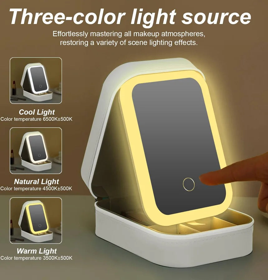 Small Travel LED Makeup Mirror Case with