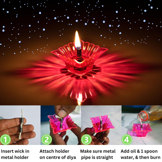 Set Of 12 Pieces Diyas 12 Pieces cotton wicks And 12 Springs