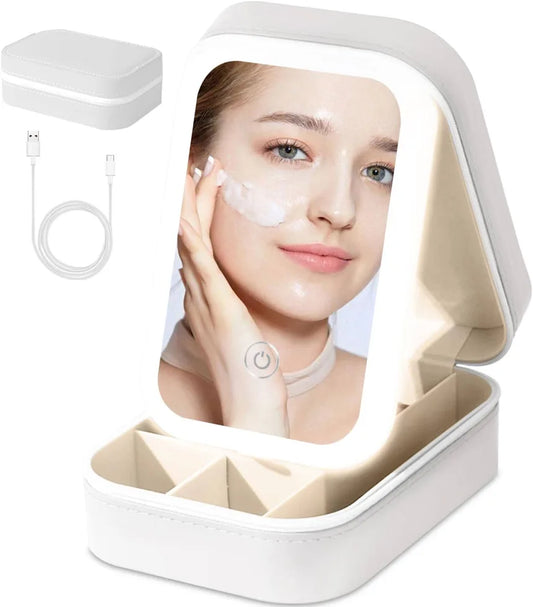 Small Travel LED Makeup Mirror Case with