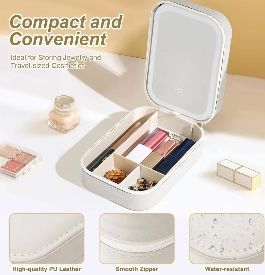 Small Travel LED Makeup Mirror Case with