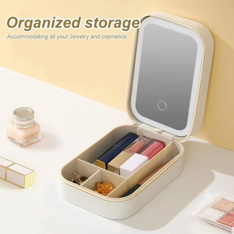 Small Travel LED Makeup Mirror Case with